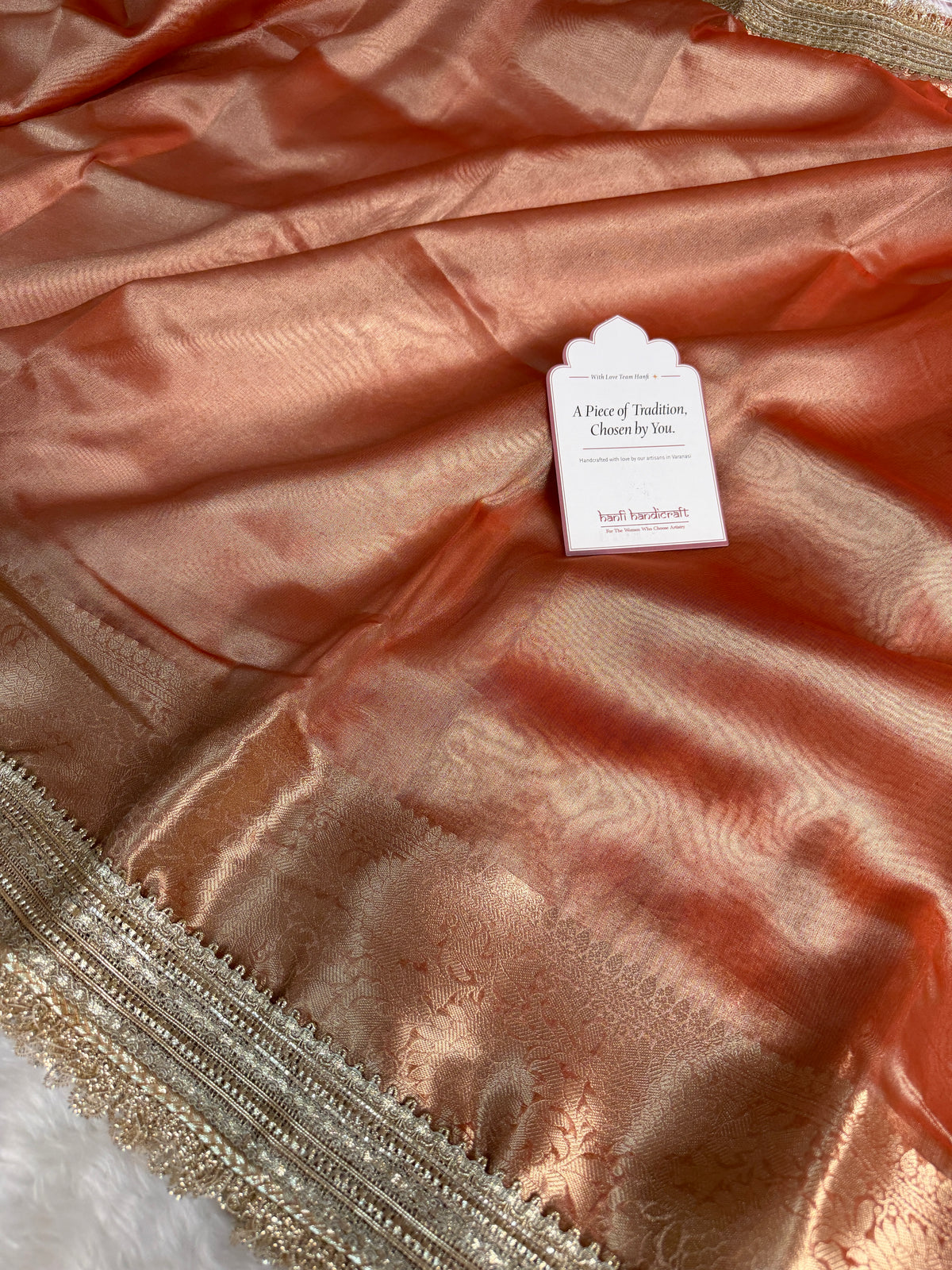 Maharani Tissue Silk Saree – Aurelia Orange