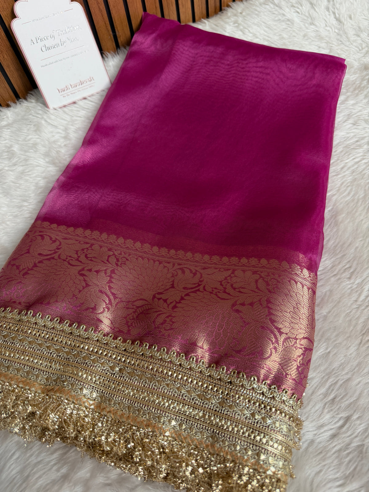 Maharani Tissue Silk Saree – Fuscia Pink