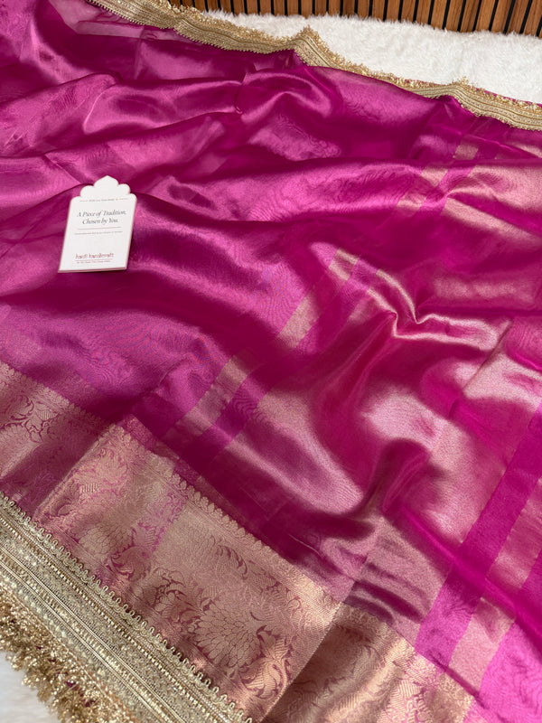 Maharani Tissue Silk Saree – Fuscia Pink