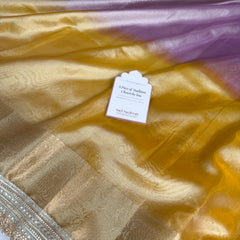 Dual Shade Lavender Gold Maharani Tissue Silk Saree