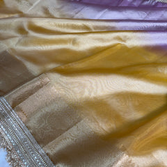 Dual Shade Lavender Gold Maharani Tissue Silk Saree