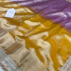 Dual Shade Lavender Gold Maharani Tissue Silk Saree