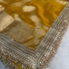 Dual Shade Lavender Gold Maharani Tissue Silk Saree