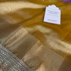 Dual Shade Lavender Gold Maharani Tissue Silk Saree