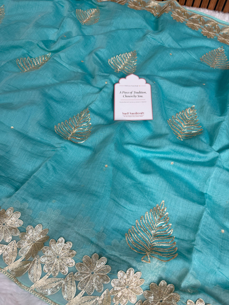 Royal Pitta Work Pure Mul Chanderi Saree
