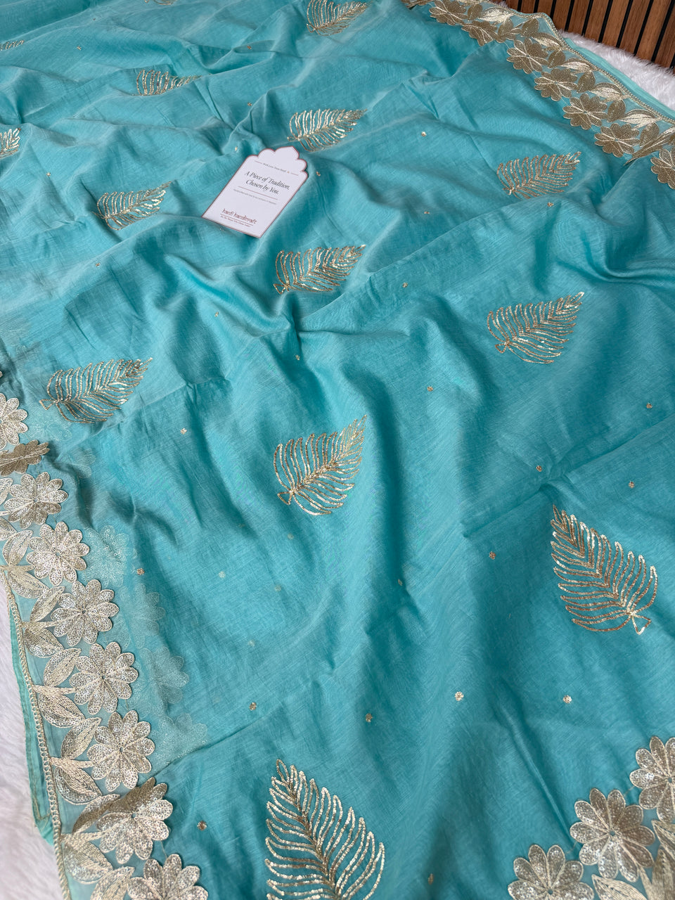 Royal Pitta Work Pure Mul Chanderi Saree