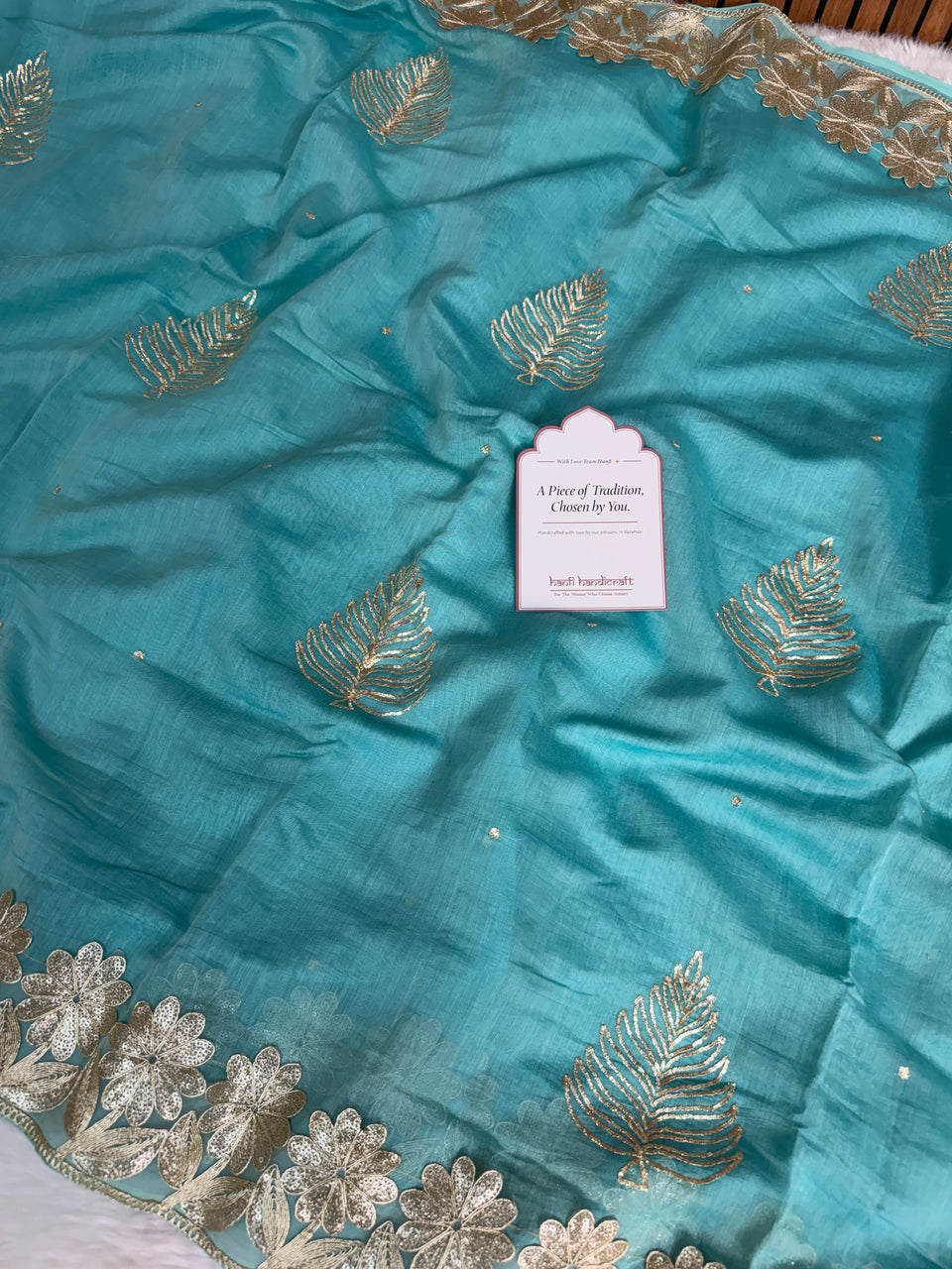 Royal Pitta Work Pure Mul Chanderi Saree
