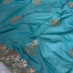 Royal Pitta Work Pure Mul Chanderi Saree