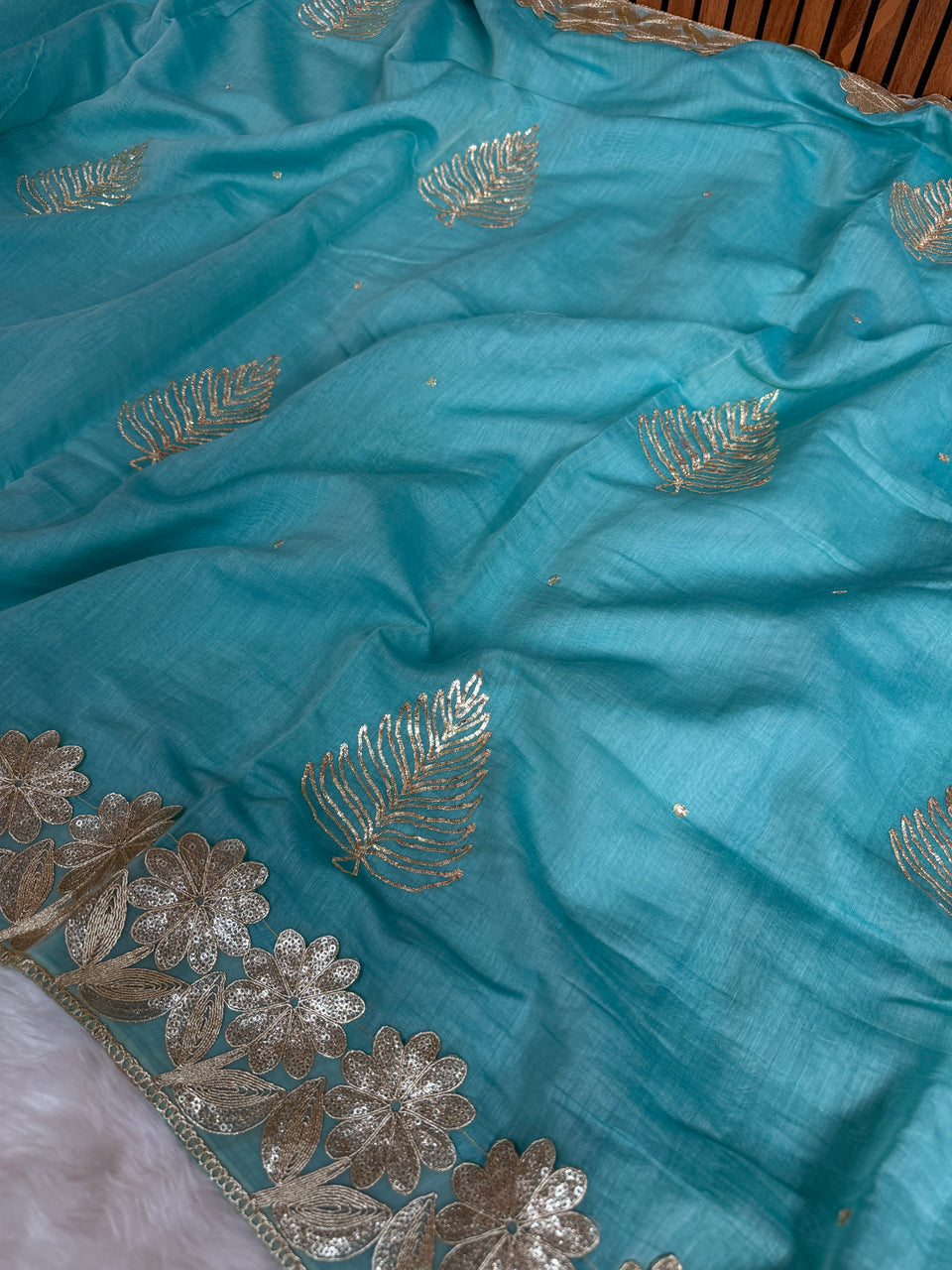 Royal Pitta Work Pure Mul Chanderi Saree