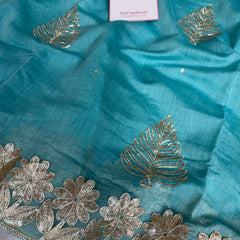 Royal Pitta Work Pure Mul Chanderi Saree