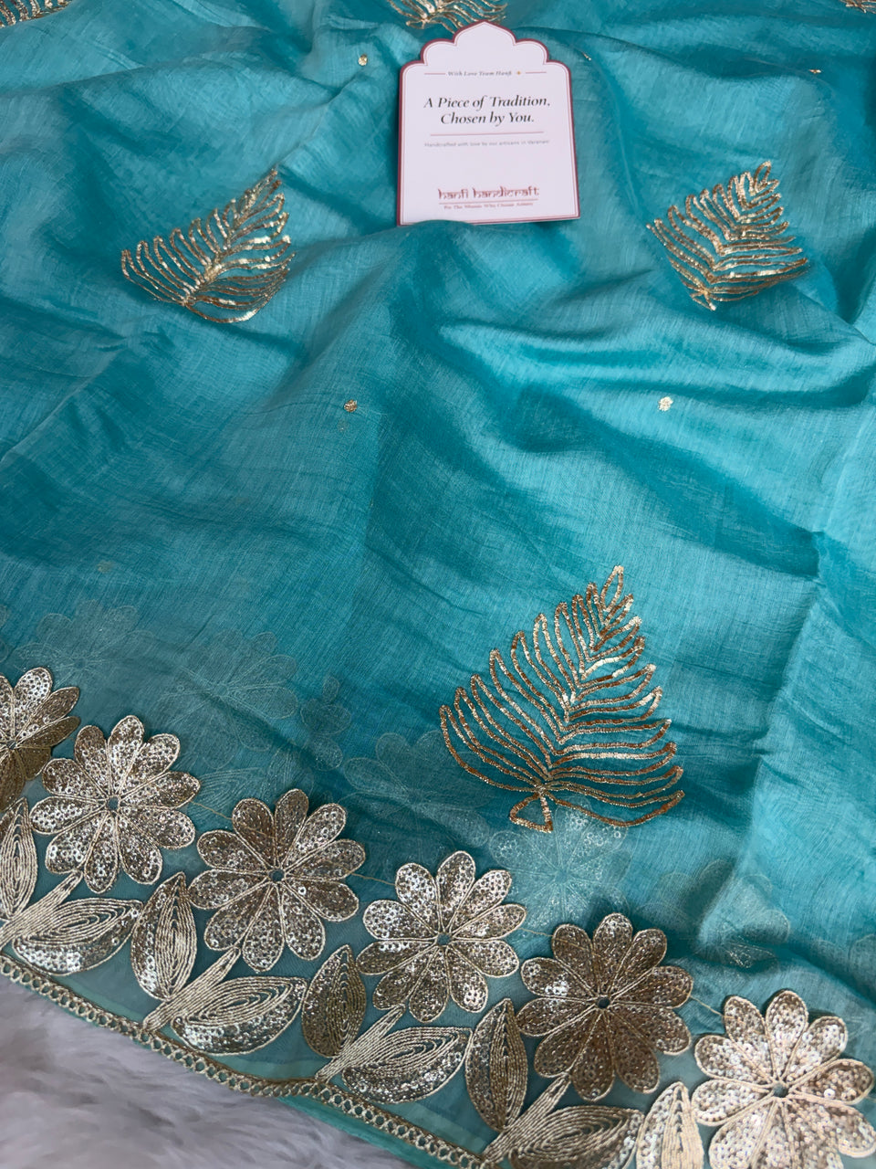 Royal Pitta Work Pure Mul Chanderi Saree