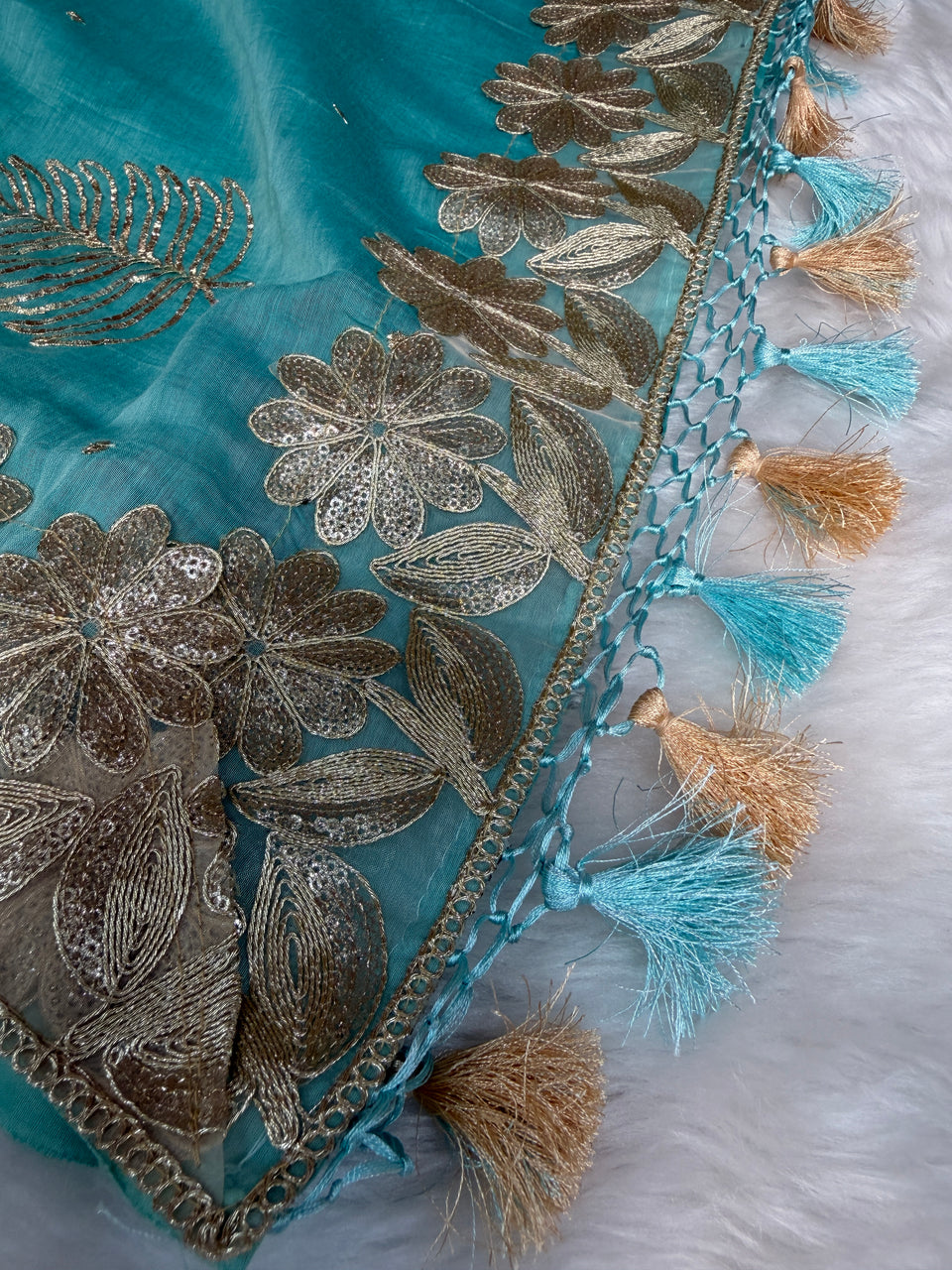 Royal Pitta Work Pure Mul Chanderi Saree