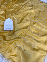 Yellow Abroo Shimmery Tissue Handwork Saree | Pearl Zardozi Pallu