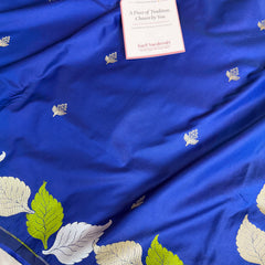 Royal Blue Patra Leaf Mashru Silk Banarasi Saree