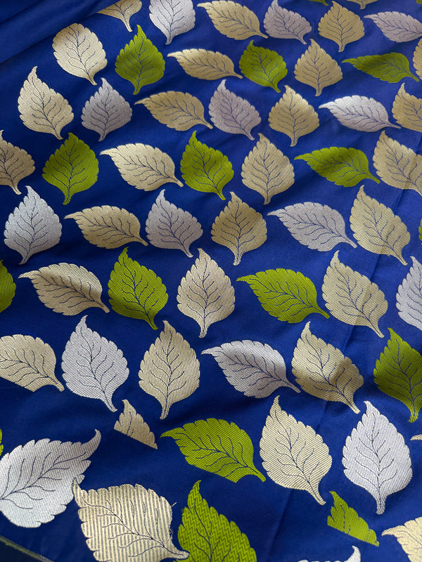 Royal Blue Patra Leaf Mashru Silk Banarasi Saree
