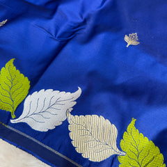 Royal Blue Patra Leaf Mashru Silk Banarasi Saree