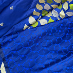 Royal Blue Patra Leaf Mashru Silk Banarasi Saree