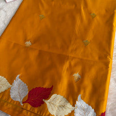 Mustard Gold Patra Leaf Mashru Silk Banarasi Saree