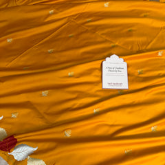 Mustard Gold Patra Leaf Mashru Silk Banarasi Saree