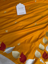 Mustard Gold Patra Leaf Mashru Silk Banarasi Saree