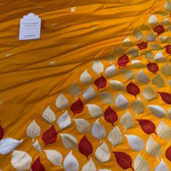 Mustard Gold Patra Leaf Mashru Silk Banarasi Saree