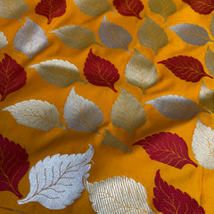 Mustard Gold Patra Leaf Mashru Silk Banarasi Saree
