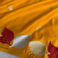 Mustard Gold Patra Leaf Mashru Silk Banarasi Saree