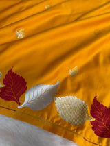 Mustard Gold Patra Leaf Mashru Silk Banarasi Saree