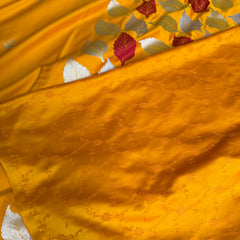 Mustard Gold Patra Leaf Mashru Silk Banarasi Saree