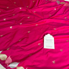 Rani Pink Patra Leaf Mashru Silk Banarasi Saree