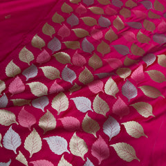 Rani Pink Patra Leaf Mashru Silk Banarasi Saree