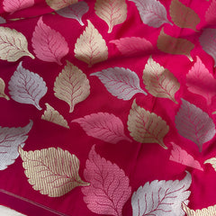 Rani Pink Patra Leaf Mashru Silk Banarasi Saree