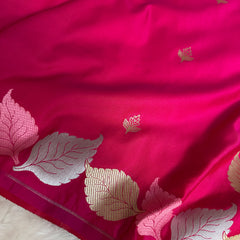 Rani Pink Patra Leaf Mashru Silk Banarasi Saree