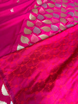 Rani Pink Patra Leaf Mashru Silk Banarasi Saree