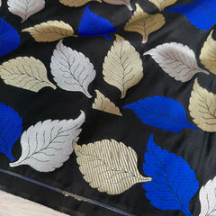 Midnight Black Patra Leaf Mashru Silk Banarasi Saree