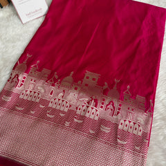 Rani Pink Kashi Ghat Mashru Silk Banarasi Saree