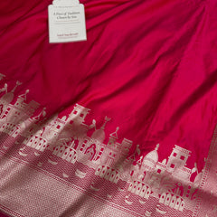 Rani Pink Kashi Ghat Mashru Silk Banarasi Saree