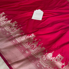 Rani Pink Kashi Ghat Mashru Silk Banarasi Saree
