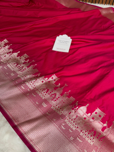 Rani Pink Kashi Ghat Mashru Silk Banarasi Saree