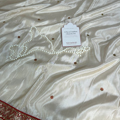 Ivory Royale Ruby Stone Inspired Shimmery Tissue Handwork Saree