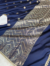 Royal Navy Chand Tara Soft Semi Katan Silk Banarasi Saree