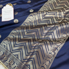 Royal Navy Chand Tara Soft Semi Katan Silk Banarasi Saree