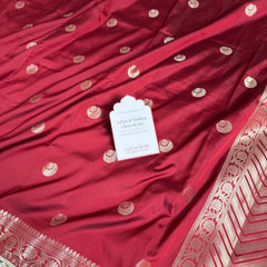 Ruby Red Chand Tara Soft Semi Katan Silk Banarasi Saree