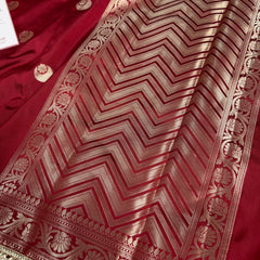 Ruby Red Chand Tara Soft Semi Katan Silk Banarasi Saree