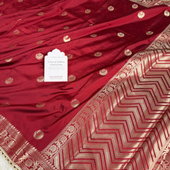 Ruby Red Chand Tara Soft Semi Katan Silk Banarasi Saree