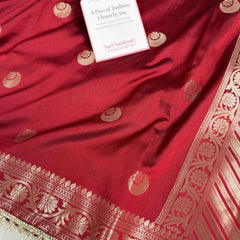 Ruby Red Chand Tara Soft Semi Katan Silk Banarasi Saree