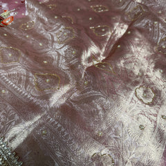 Baby Pink Banarasi Ghat Hand Zardozi Pure Tissue Silk Saree