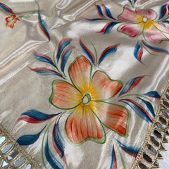 Ivory Designer Edit Hand-Brushed Floral Shimmery Tissue Saree