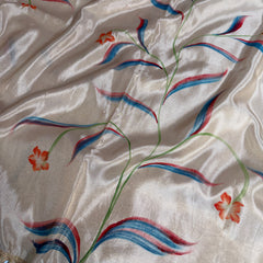 Ivory Designer Edit Hand-Brushed Floral Shimmery Tissue Saree