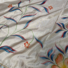 Ivory Designer Edit Hand-Brushed Floral Shimmery Tissue Saree
